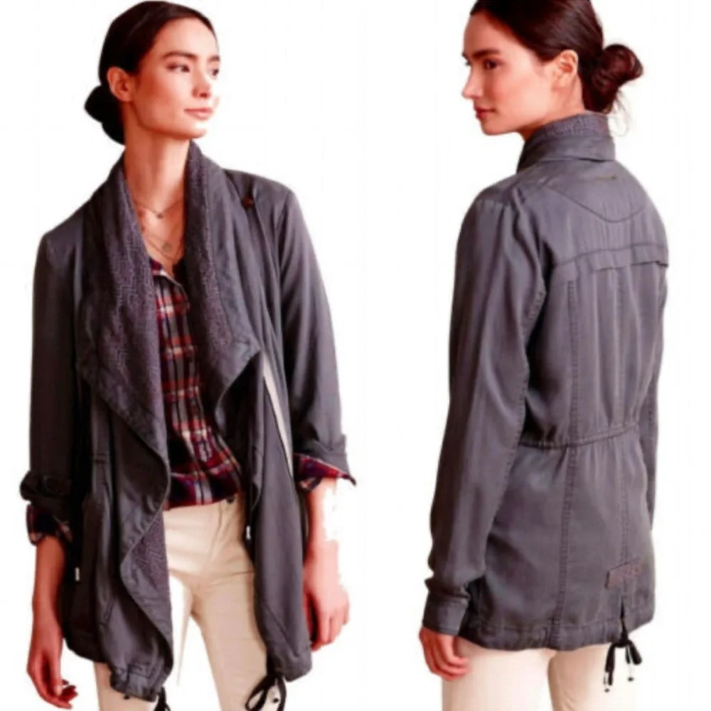 Anthropolgie Blue Jacket with Patterned Lining - Picture 7 of 7